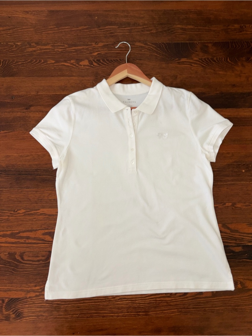 Talbots White Short-Sleeve Polo Top